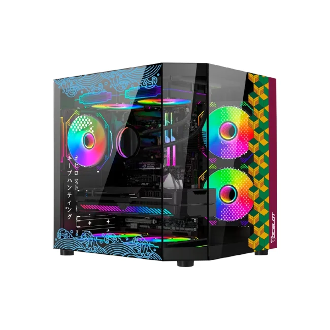 GABINETE OCELOT GAMING BLACK MIZU /M-ATX, ITX / PANEL LATERAL Y FRONTAL DE CRISTAL TEMPLADO / INCLUYE 3 VENTILADORES / ENFRIAMIENTO LIQUIDO HASTA 240MM / GPU HASTA 320MM / COLOR NEGRO image 4