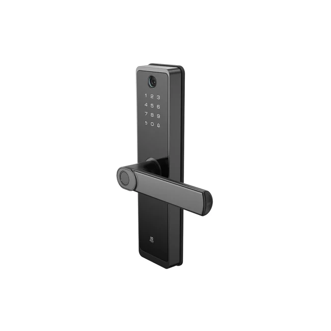 CERRADURA INTELIGENTE CON CáMARA Y TIMBRE, DETECCIóN DE HUELLA DACTILAR, TARJETA RFID, CONECTIVIDAD WIFI, COMBINACIóN NUMéRICA Y LLAVE FíSICA, DE ALEACIóN DE ALUMINIO Y CRISTAL TEMPLADO. image 4