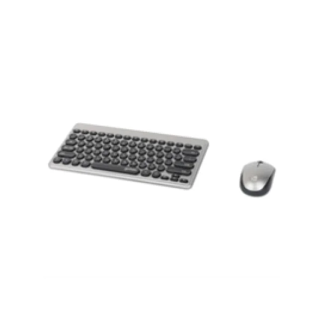 Manhattan Un solo receptor USB-A Nano para ambos, teclado inalámbrico con 12 teclas multimedia/función, mouse óptico ambidiestro con tres botones y rueda de desplazamiento, 1200 ppp, negro/plateado image 3