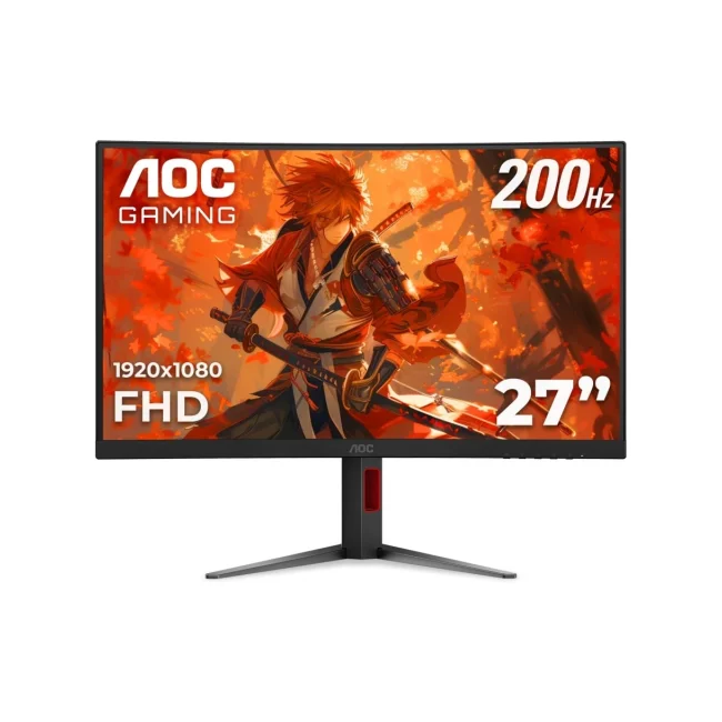MONITOR GAMER CURVO AOC C27G4H2 /  PANEL VA / 200 HZ / TIEMPO DE RESPUESTA 1 MS / AMD FREE SYNC / COLOR NEGRO Y ROJO / HDMI / VGA / DP / ASPECTO 16:9 / RESOLUCION 1920 X 1080 / BRILLO 300 CD/M2 image 2