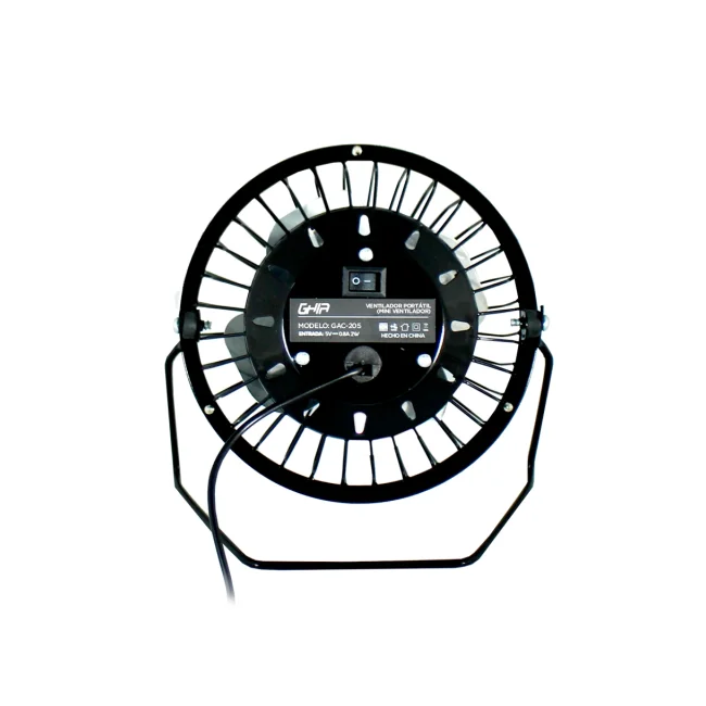 MINI VENTILADOR DE ESCRITORIO GHIA METALICO COLOR NEGRO ALIMENTACION USB image 2