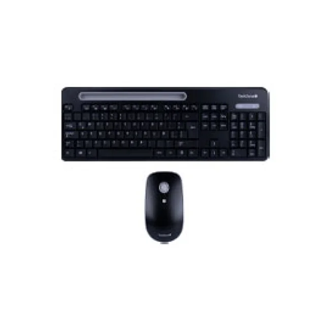 Kit Teclado y Mouse Techzone TASKING Negro con Gris Conexion Inalambrico 2400Mhz  DPI 1600 Alcance 10m  Compatible con Windows y MacOS