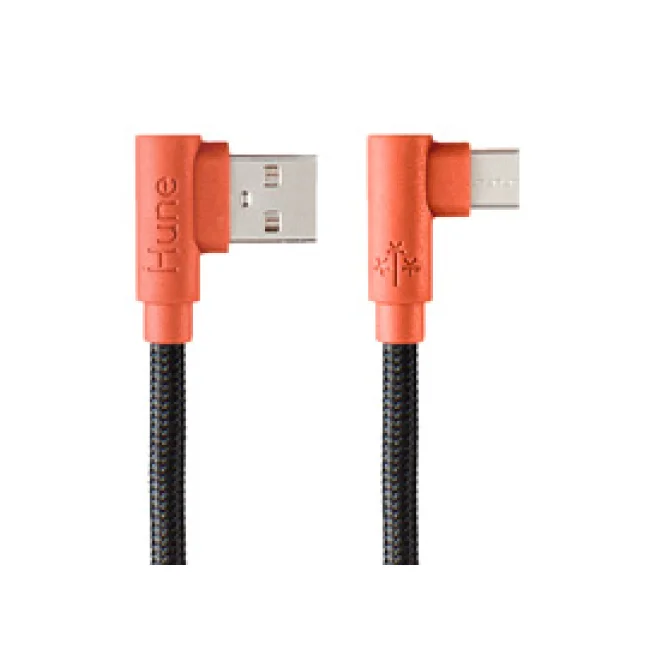 CABLE MICRO USB TIPO C HUNE HIEDRA SUSTENTABLE TRENZADO CARGA RAPIDA Y DATOS 90ª  1.2M (CORTEZA)