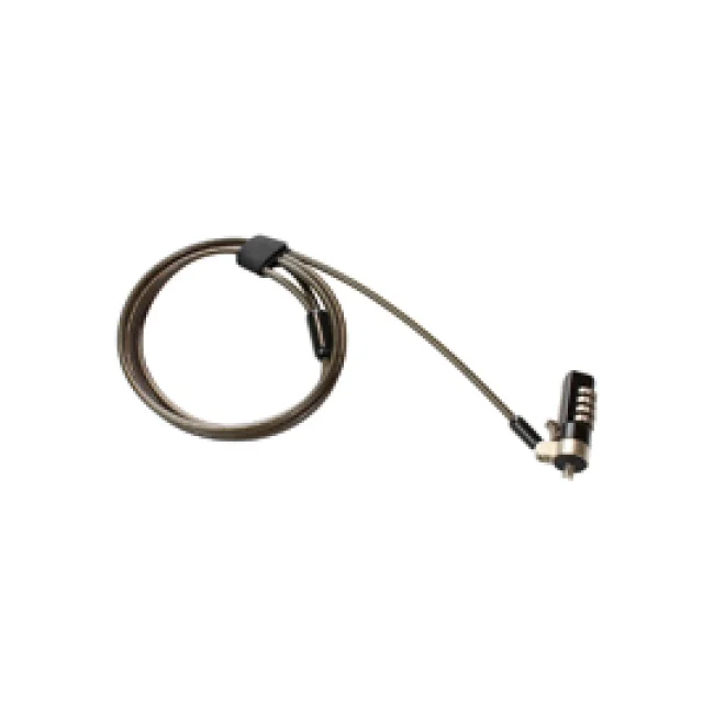 CANDADO DE LAPTOP EC LINE EC-CP001, NEGRO, CABLE 1.8 MTS, COMBINACION 4 DIGITOS, ACERO GALVANIZADO TRENZADO REVESTIDO CON VINIL TRANSPARENTE, ROTACION 360DOBLE EJE