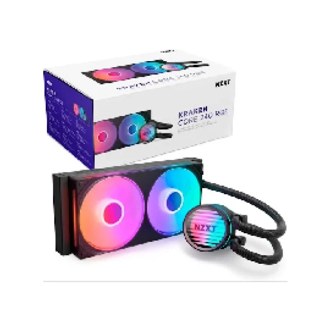 VENTILADOR P/CPU NZXT (RL-KR24C-B1) KRAKEN CORE 240 RGB,2 X 120MM, 2400RPM NEGRO