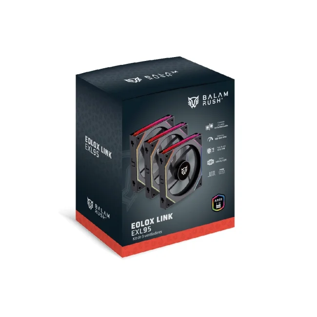 VENTILADOR P/GABINETE BALAM RUSH (BR-942089) EOLOX LINK EXL95,RGB,120 MM,3 FAN,NEGRO image 8