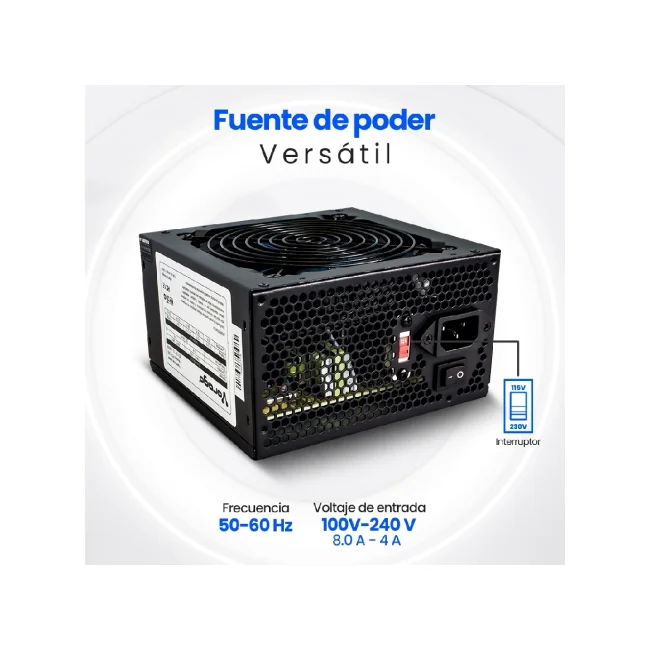 Vorago PSU-200 unidad de fuente de alimentación 600 W 20+4 pin ATX ATX Negro image 7