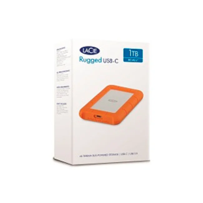 LaCie Rugged USB-C disco duro externo 1 TB Naranja, Plata