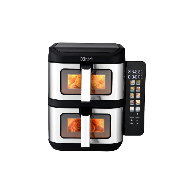 FREIDORA DE AIRE DOBLE MIRATI DE 11 LITROS TOTALES CUENTA CON 2 CANASTAS DE 5.5L CADA UNA CON VENTANA, PANEL A COLOR Y RETRACTIL REGULACION DE TEMPERATURA INDIVIDUAL, 1800W, TEMPERATURA DE 60C-200C image 3