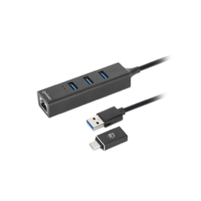 Manhattan 180894 nodo concentrador USB 3.2 Gen 1 (3.1 Gen 1) Type-A + Type-C 5000 Mbit/s Negro image 2