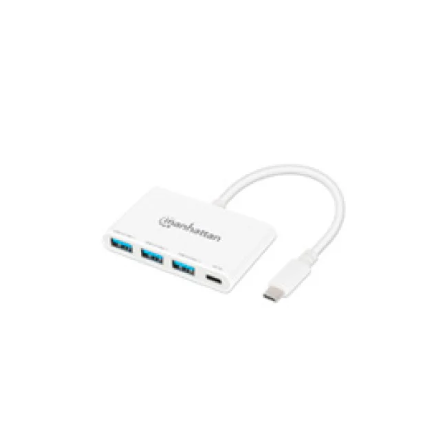Manhattan 168434 nodo concentrador USB 3.2 Gen 1 (3.1 Gen 1) Type-C 5000 Mbit/s Blanco