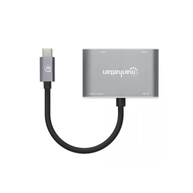 Manhattan Docking Station de USB-C a HDMI y VGA, 4 en 1, con suministro de energía image 5
