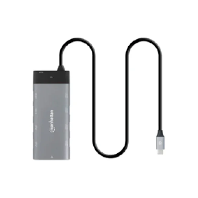 Manhattan 130714 base para laptop o replicador de puertos Alámbrico USB 3.2 Gen 2 (3.1 Gen 2) Type-C Gris image 2