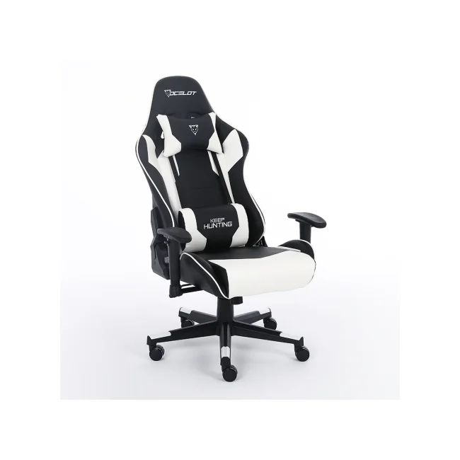 SILLA OCELOT GAMING OSB-04 / VINIPIEL / BASE NYLON AJUSTABLE / DESCANSABRAZOS 2D / PISTON CLASE 4 / RECLINABLE 90-155 GRADOS / HASTA 150KG / COJINES LUMBAR Y CERVICAL / COLOR NEGRO CON BLANCO image 7