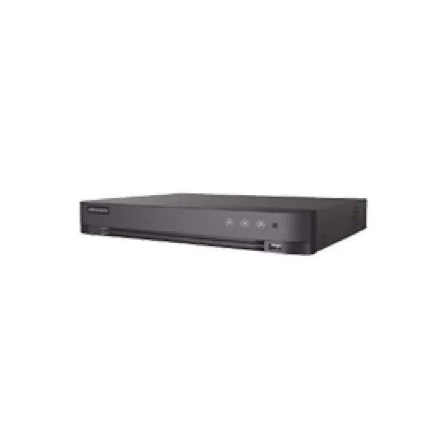 DVR Hikvision IDS7208HQHIM1/XT 8 canales turboHD + 4 canales IP 5 mpx lite 3k audio de dos vias por coaxial reconocimiento facial ACUSENSE 1 bahia de disco duro salida de video full HD