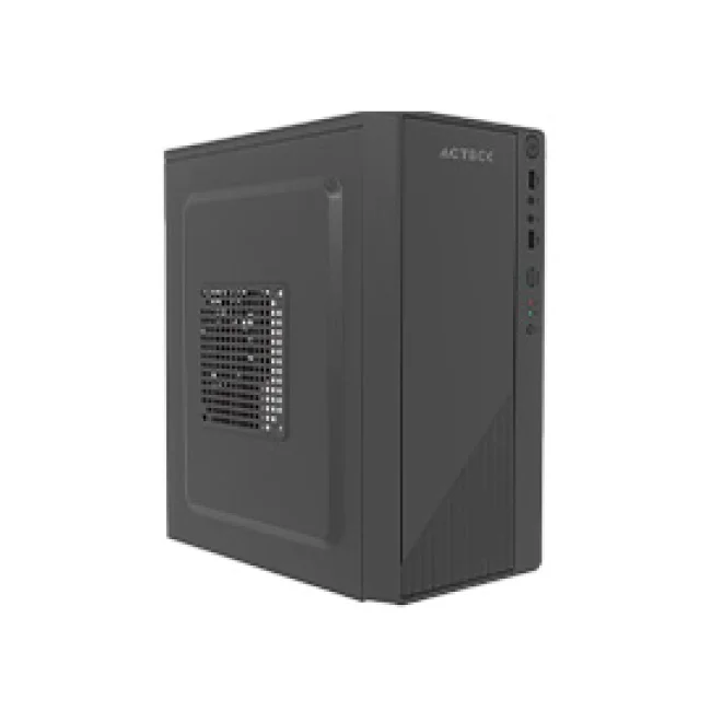 Gabinete ACTECK Compacto Mini Torre | Kioto GC220F | Max MB M-ATX Fuente ATX 500 W | 2x USB 2.0 + Full Metalico + Frente Solido | Negro