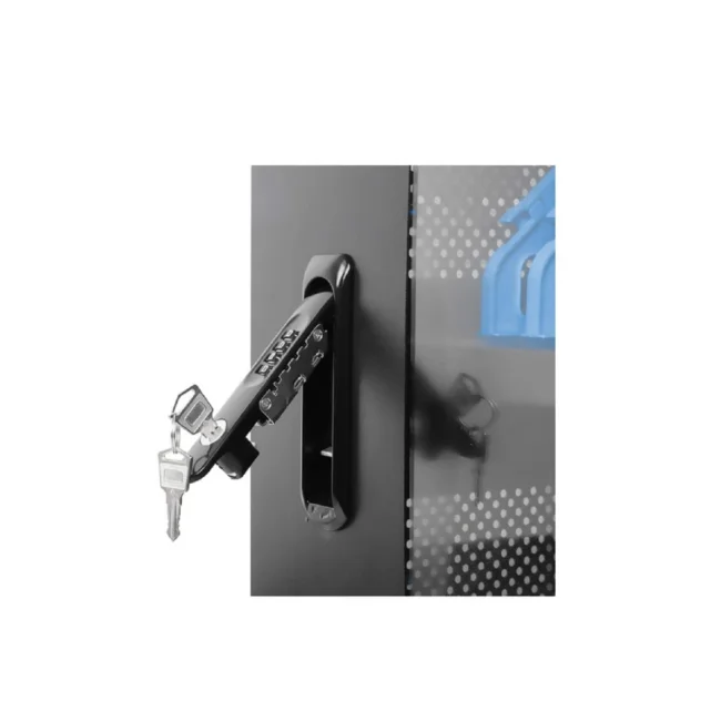 Manhattan Carrito de carga con 32 contactos de corriente alterna 32 Tomas de corriente NEMA 5-15R integradas en la parte posterior, protección contra sobrecarga, amplias ranuras para dispositivos de hasta 15.6", gabinete con cerradura, negro image 5