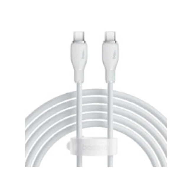 CABLE BASEUS TIPO C A TIPO C ,CABLE DE CARGA 100W, 5A, 2MTS COLOR BLANCO