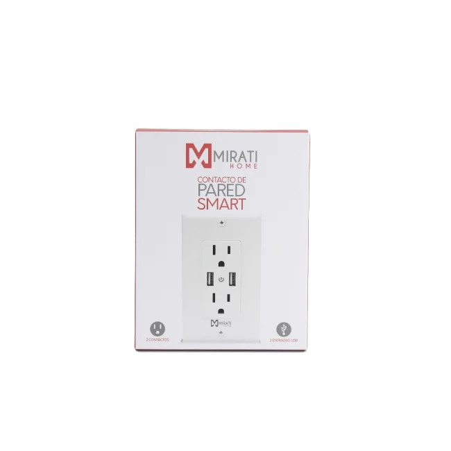 CONTACTO INTELIGENTE DE PARED // MIRATI // WIFI 2.4GHZ // 2 USB // 2 CONTACTOS COMPATIBLE CON ANDROID E IOS // FUNCIONA CON ALEXA Y ASISTENTE DE GOOGLE image 2