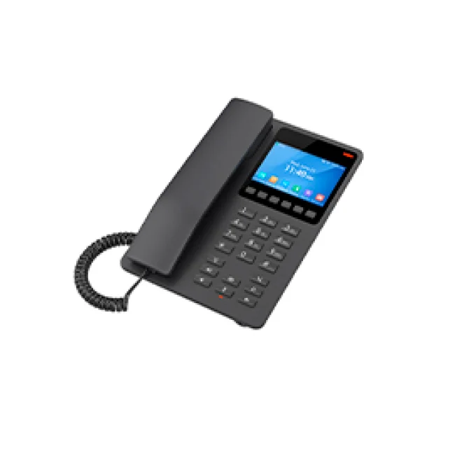 GHP631, Teléfono Hotelero IP Negro, LCD Color 3.5", 2 SIP 2 líneas, GDMS, soporta PoE
