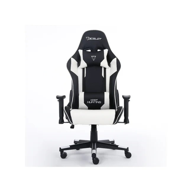 SILLA OCELOT GAMING OSB-04 / VINIPIEL / BASE NYLON AJUSTABLE / DESCANSABRAZOS 2D / PISTON CLASE 4 / RECLINABLE 90-155 GRADOS / HASTA 150KG / COJINES LUMBAR Y CERVICAL / COLOR NEGRO CON BLANCO image 8