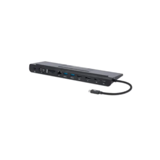 Manhattan Docking station de USB-C a 11 puertos, para tres monitores, con MST