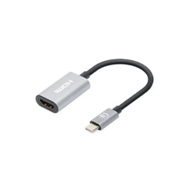Manhattan 153973 adaptador de cable de vídeo 0.11 m USB Tipo C HDMI Gris