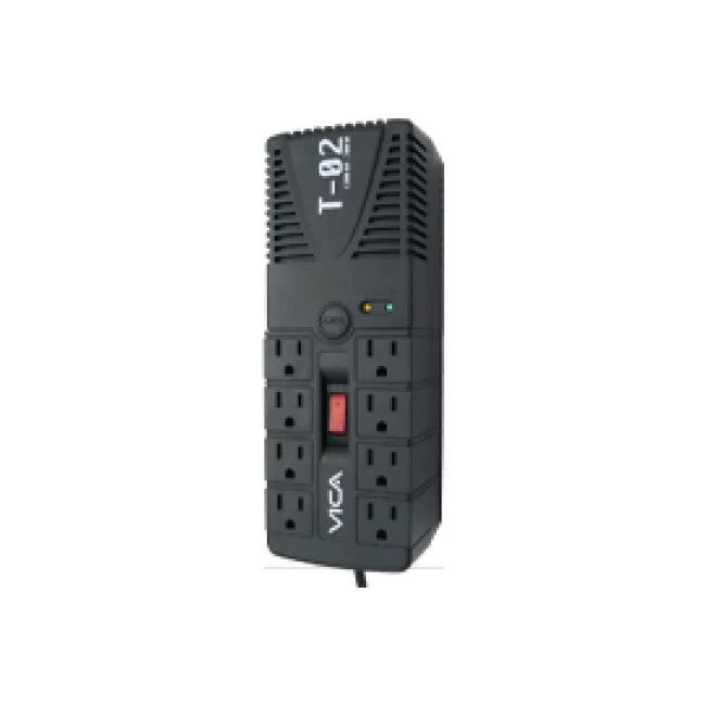 Vica T-02 regulador de voltaje 8 salidas AC 127 V Negro