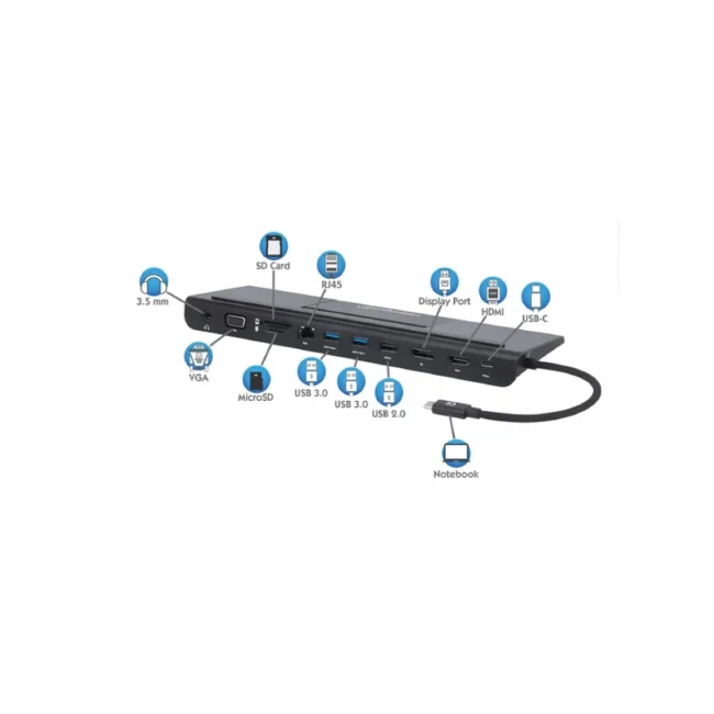Manhattan Docking station de USB-C a 11 puertos, para tres monitores, con MST image 6
