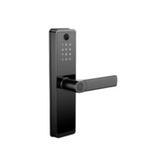 CERRADURA INTELIGENTE CON CáMARA Y TIMBRE, DETECCIóN DE HUELLA DACTILAR, TARJETA RFID, CONECTIVIDAD WIFI, COMBINACIóN NUMéRICA Y LLAVE FíSICA, DE ALEACIóN DE ALUMINIO Y CRISTAL TEMPLADO.