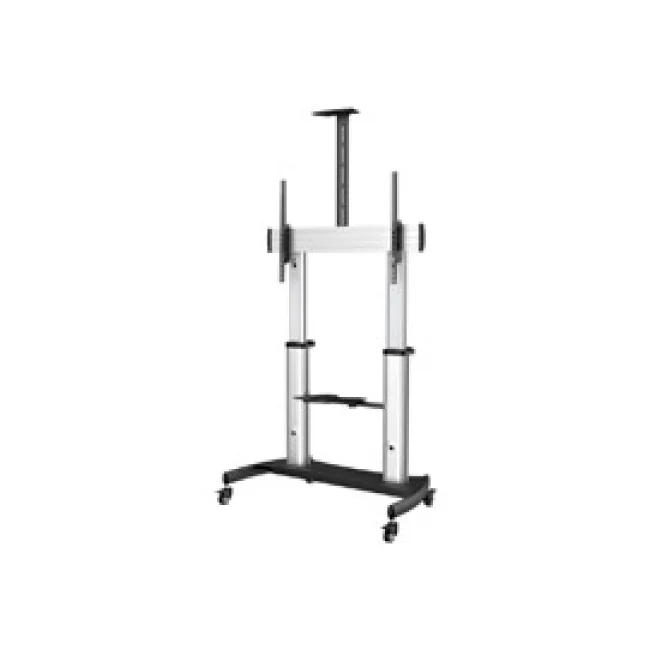 StarTech.com Soporte Móvil para TV - Carro de Alta Resistencia para TV Pantalla Plana de 60 a 100" (100kg) - Stand de Piso para TV con Altura Ajustable y Ruedas - Base Universal con Charolas para TV