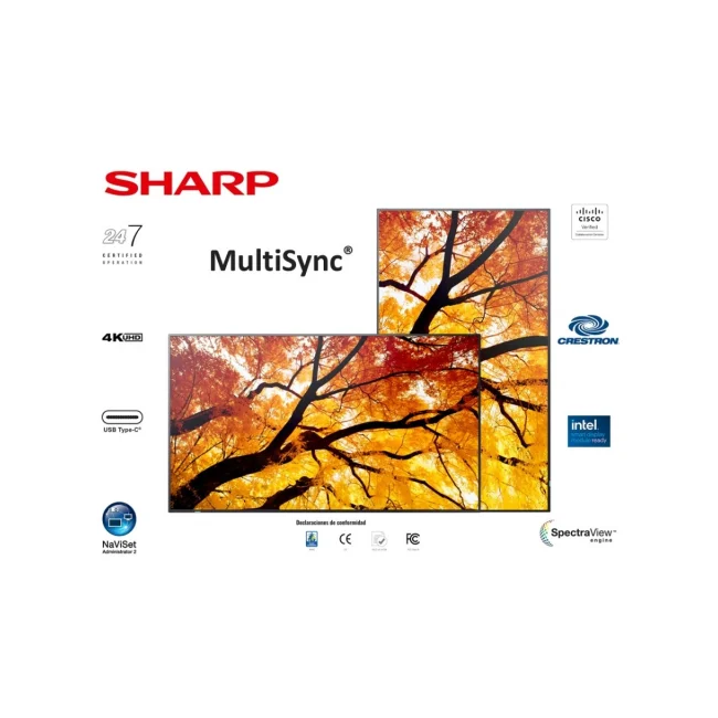 MONITOR PROFESIONAL SHARP 75 PN-M752 UHD 3840 X 2160 24/7, 550 CD/M2, 80001, HDMI, DISPLAYPORT HDCP, USB, RJ-45, INTEL SDM Y RPI4 image 2