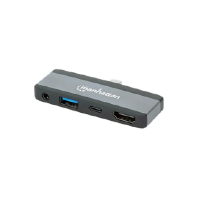 Manhattan 190404 base para laptop o replicador de puertos Alámbrico USB 3.2 Gen 2 (3.1 Gen 2) Type-C Gris