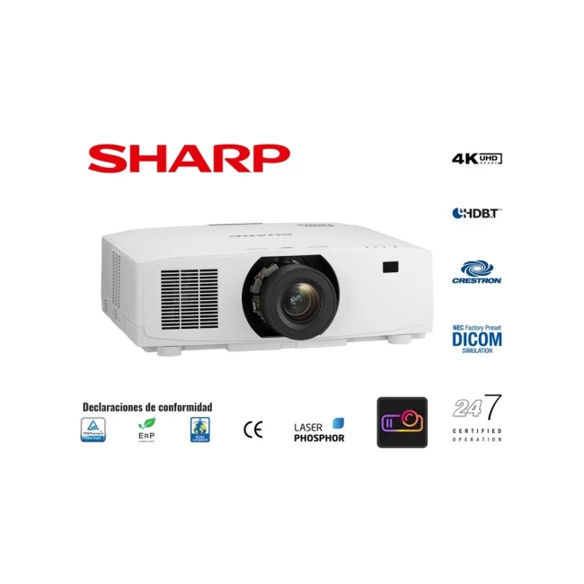 VIDEOPROYECTOR LASER SHARP XP-V731U-W 3LCD WUXGA 7300 LUMENES CONT 3,000,000:1 /HDMI-HDCP 2.2 / RJ45, HDBASET W/HDCP 20,000 HRS ***REQUIERE DE LENTE*** image 2