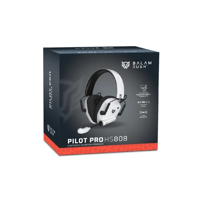 DIADEMA GAMER BALAM RUSH PILOTO PRO HS808 ALAMBRICO USB C NEGRO/BLANCO image 9