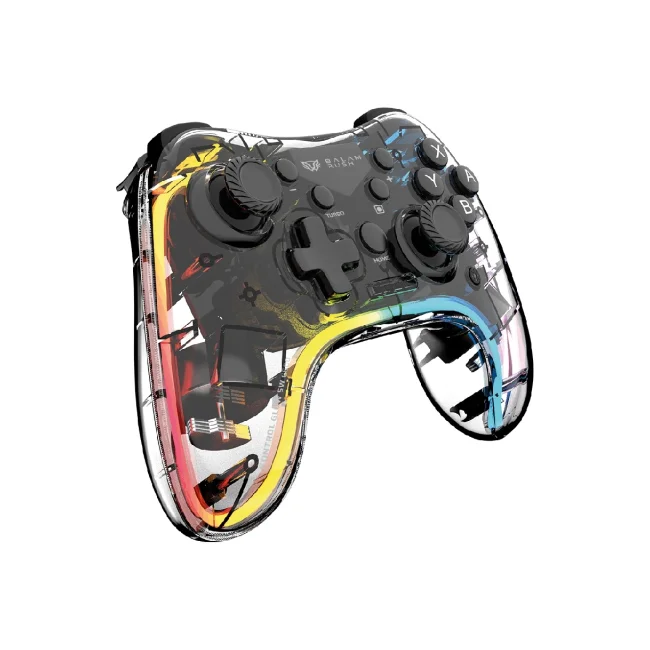 Gamepad BALAM RUSH Inalámbrico Kontrol Glow SW G600 / Bluetooth 5.0 / Compatible con Nintendo Switch + Lite + Oled + Android + IOS + Pc + Vibración Dual + Axis Gyro + Funciones Turbo + RGB / Recargable / Azender Neón - Transparente image 5