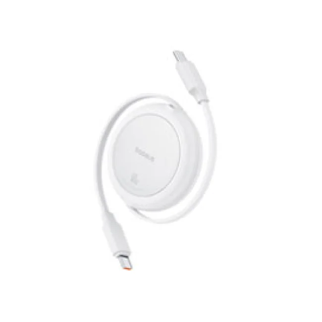 CABLE RETRACTIL BASEUS 1M, TIPO C A TIPO C, CABLE DE CARGA 60W, COLOR BLANCO
