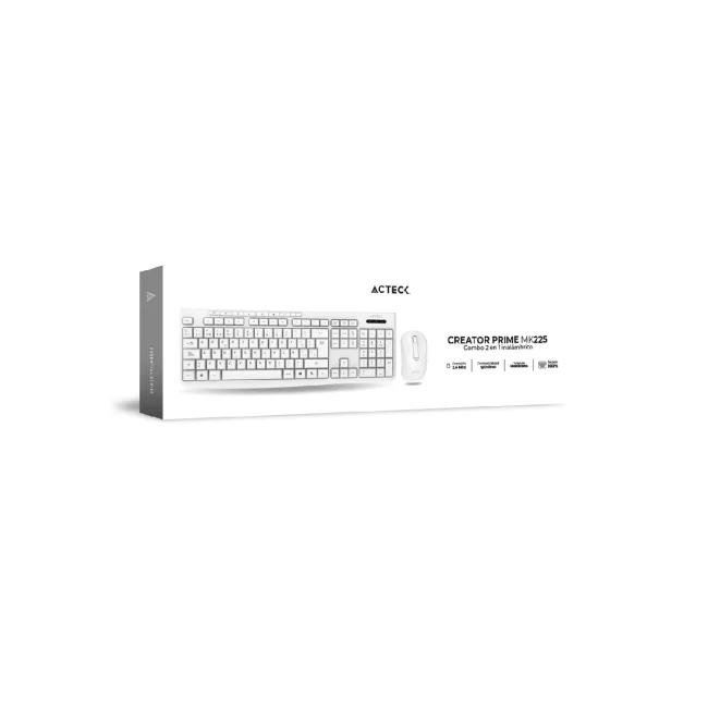 KIT DE TECLADO Y MOUSE ACTECK CREATOR PRIME MK225 INALAMBRICO USB BLANCO image 5