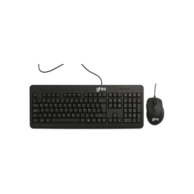 GHIA / KIT TECLADO Y MOUSE / ALAMBRICO / ERGONOMICOS / MULTIMEDIA / USB / COLOR NEGRO