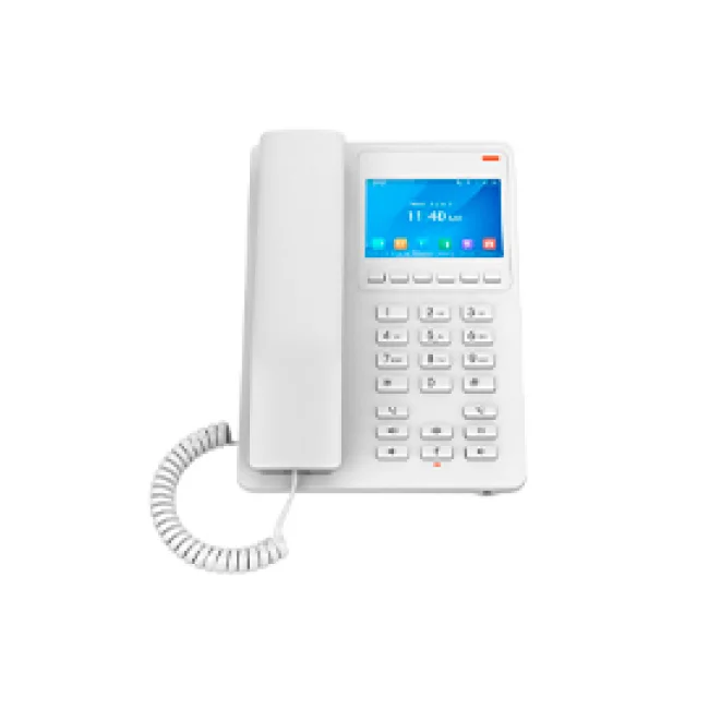 GHP630, Teléfono Hotelero IP Blanco, LCD Color 3.5", 2 SIP 2 líneas, GDMS, soporta PoE