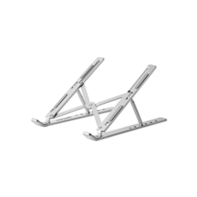 Manhattan Soporte ergonómico, plegable en seis posiciones, para laptops y otros dispositivos de hasta 15.6" y 5 kg, ligero, aluminio de alta calidad con revestimiento UV, ventilado, plata
