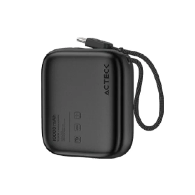 Powerbank ACTECK Energon Go Plug Pro PG60 / 10,000 mAh / USB-C con cable integrado 22.5 W / Ultra compacto y Ligero / 3C Standard / Elite Series / Negro