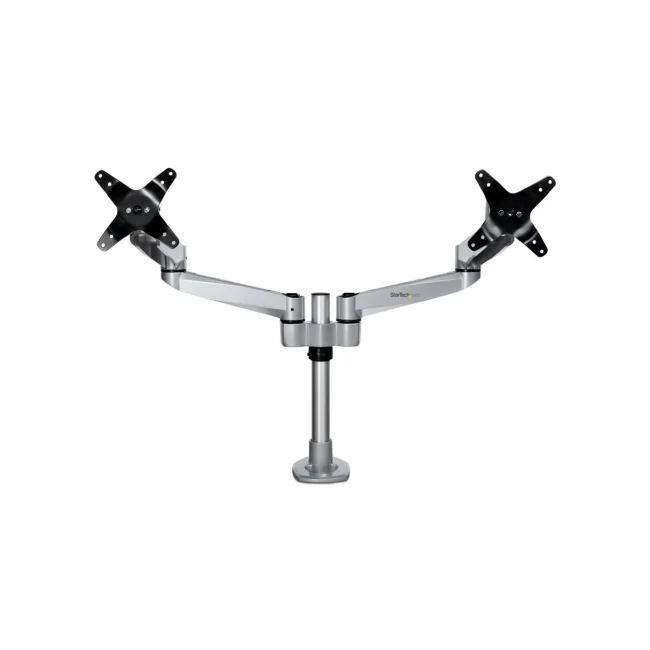 StarTech.com Brazo Articulado Prémium para Dos Monitores de hasta 30" - Soporte VESA de Altura Ajustable - Montaje Mordaza/Ojal en Escritorio - con Rotación, Inclinación y Giro - Plata image 3