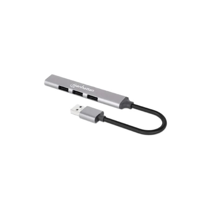 Manhattan 168427 nodo concentrador USB 3.2 Gen 1 (3.1 Gen 1) Type-A 5000 Mbit/s Gris image 3