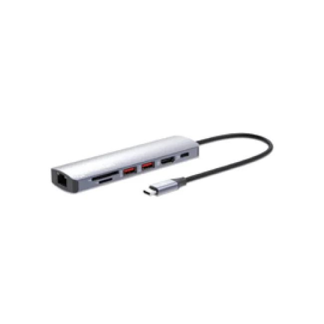Manhattan Estación Docking USB-C con lector de tarjetas, 7 en 1