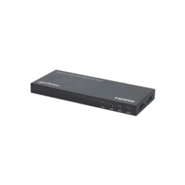 Manhattan Proyecta hasta cuatro fuentes de entrada HDMI en una pantalla de salida HDMI (4x1), múltiples opciones de visualización, incluidas imagen en imagen y pantalla doble/cuádruple, botón o control remoto, audio de 3,5 mm y Toslink, negro