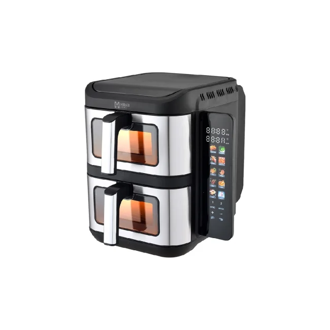 FREIDORA DE AIRE DOBLE MIRATI DE 11 LITROS TOTALES CUENTA CON 2 CANASTAS DE 5.5L CADA UNA CON VENTANA, PANEL A COLOR Y RETRACTIL REGULACION DE TEMPERATURA INDIVIDUAL, 1800W, TEMPERATURA DE 60C-200C image 2
