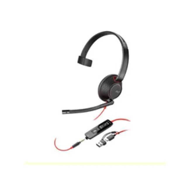 HP Poly Auriculares monoaurales USB-C Poly Blackwire 5210 + conector de 3,5 mm + adaptador USB-C/A