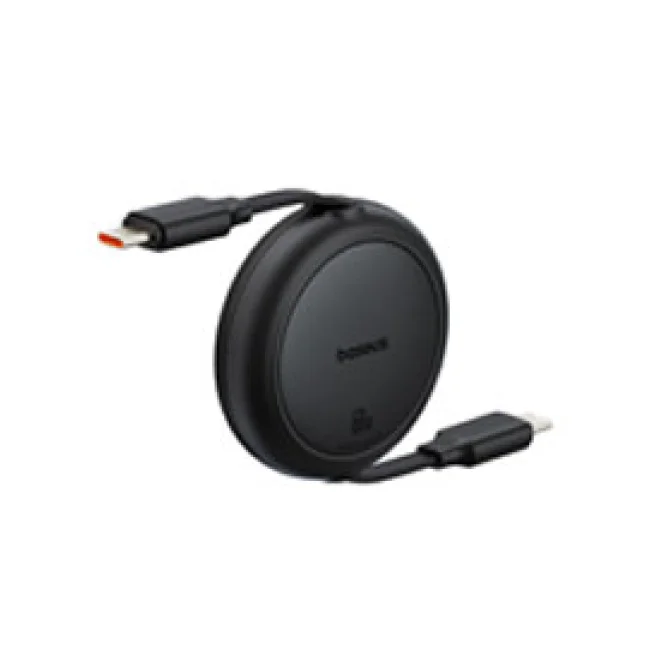 CABLE RETRACTIL BASEUS 1M, TIPO C A TIPO C, CABLE DE CARGA 60W, COLOR NEGRO
