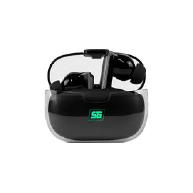 Vorago ESB-301-PRO audífono y auriculare Auriculares True Wireless Stereo (TWS) Intra auditivo Llamadas/Música/Deportes/Diario Bluetooth Base de carga Negro, Transparente
